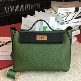 HM 24/24 Clemence Swift Green Silver Hardware For Women, Handbags, Shoulder Bags 11.4in/29cm