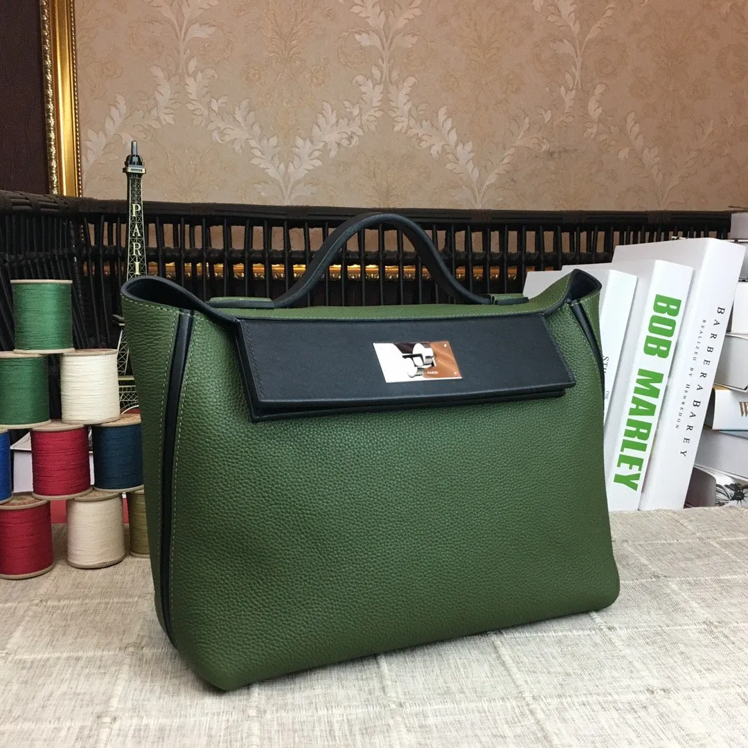 HM 24/24 Clemence Swift Green Silver Hardware For Women, Handbags, Shoulder Bags 11.4in/29cm