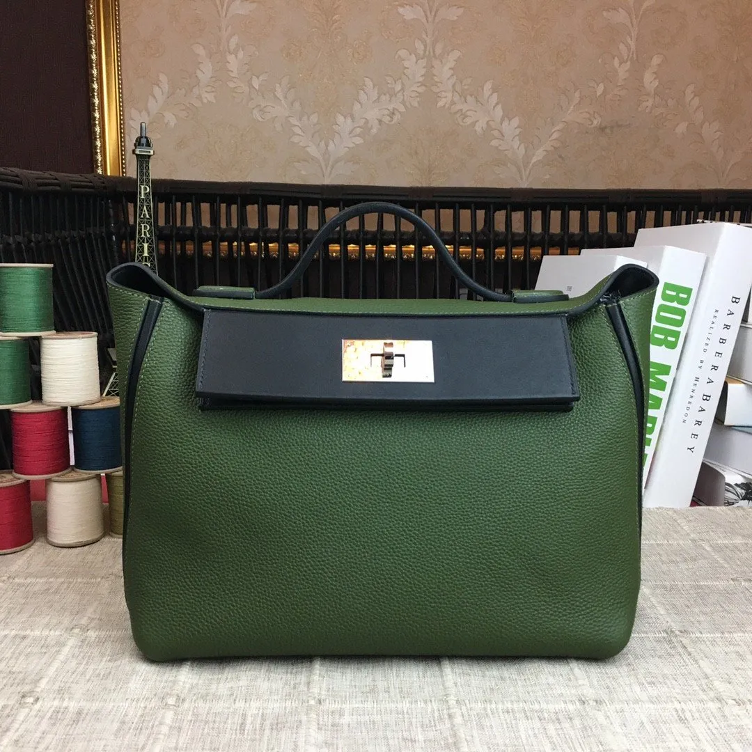 HM 24/24 Clemence Swift Green Silver Hardware For Women, Handbags, Shoulder Bags 11.4in/29cm