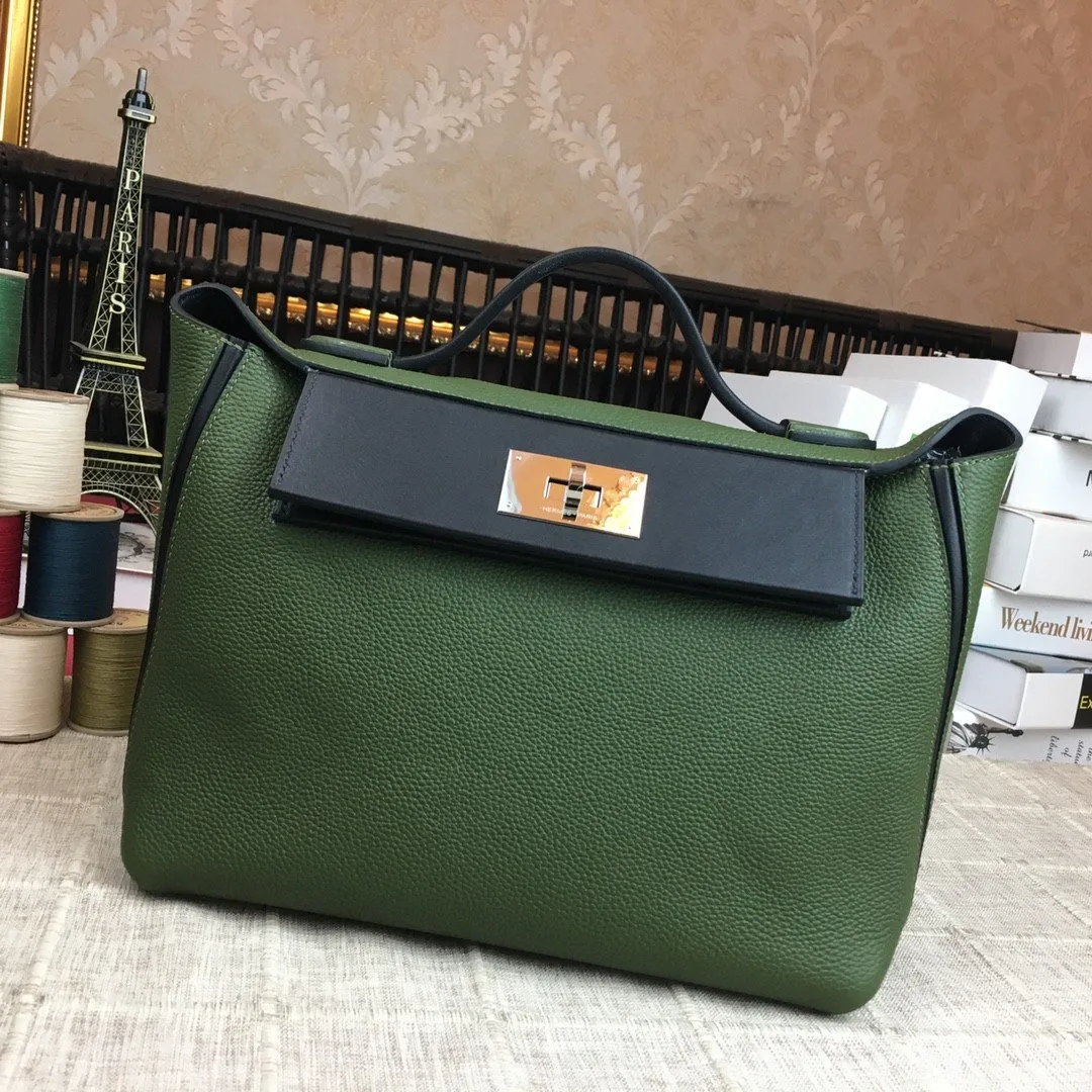 HM 24/24 Clemence Swift Green Silver Hardware For Women, Handbags, Shoulder Bags 11.4in/29cm