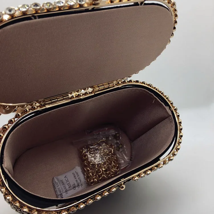 Hollow Pearl Buckle Birdcage Clutch For Women