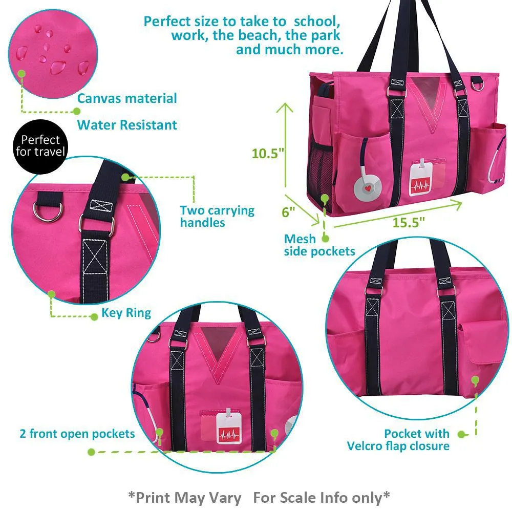 Hot Pink Nurse Life NGIL Zippered Caddy Organizer Tote Bag