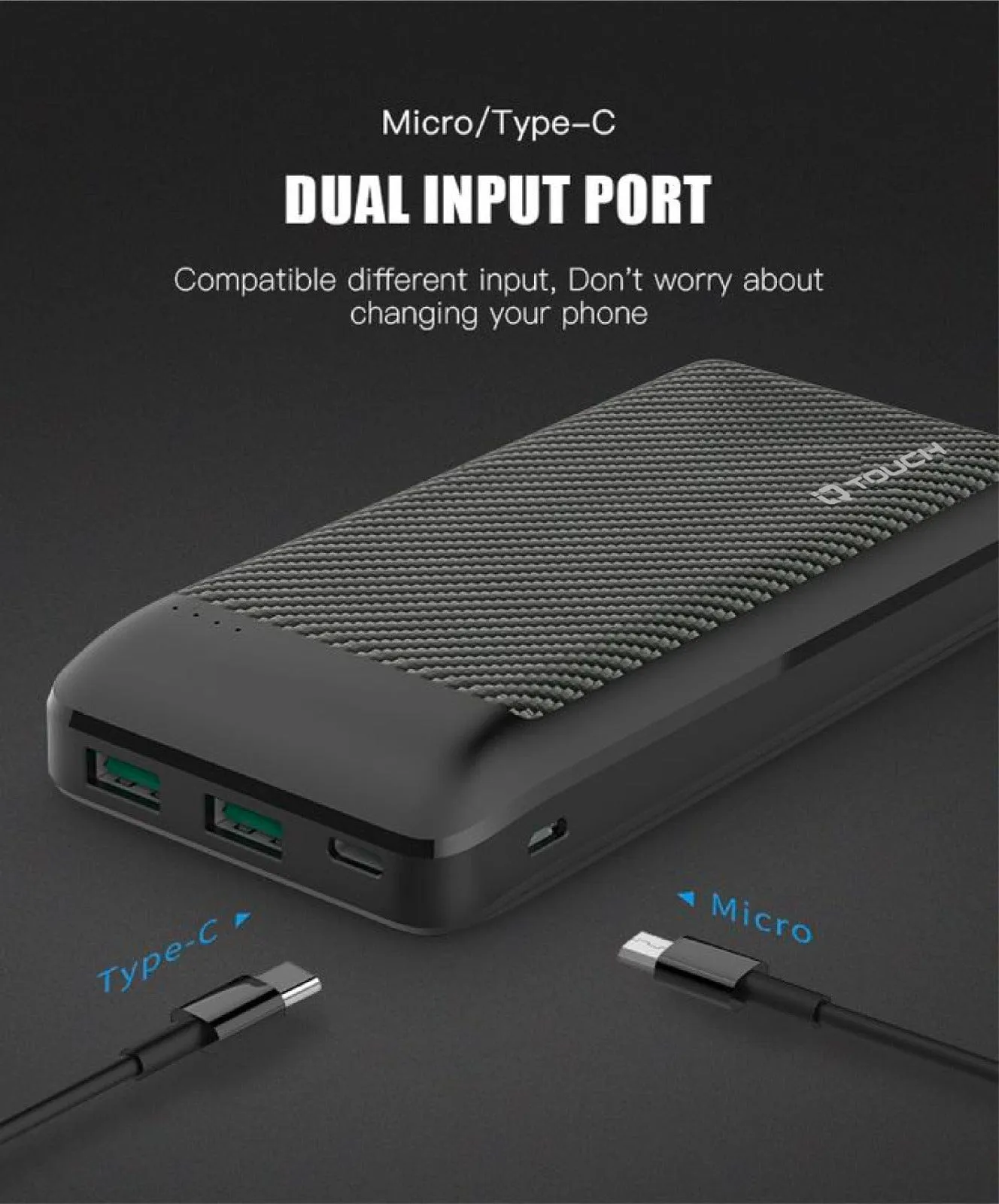 IQ Touch 20000mAh Carbon Fiber Power Bank - CARBONBOOST-20