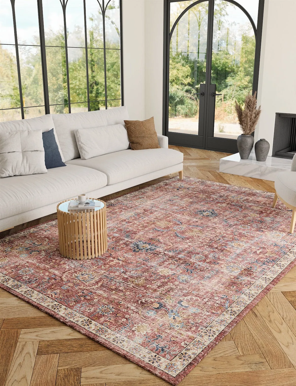 Jasper Rose Taupe Red Rug