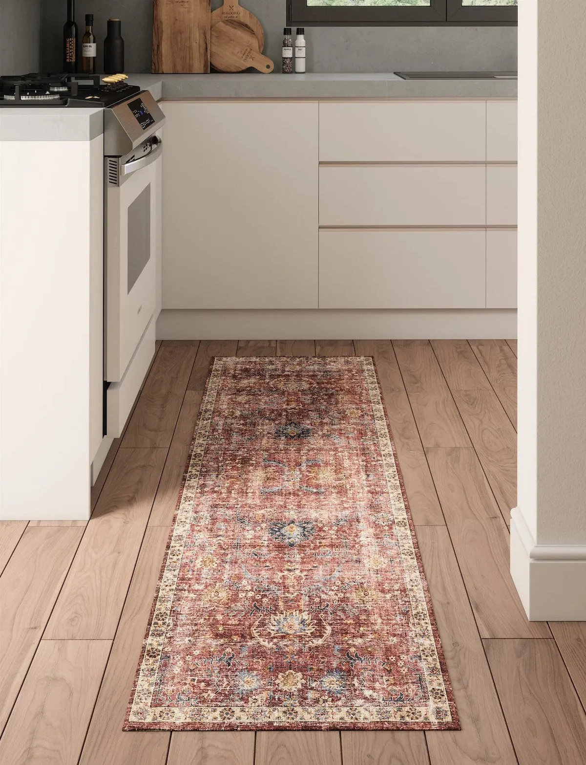 Jasper Rose Taupe Red Rug