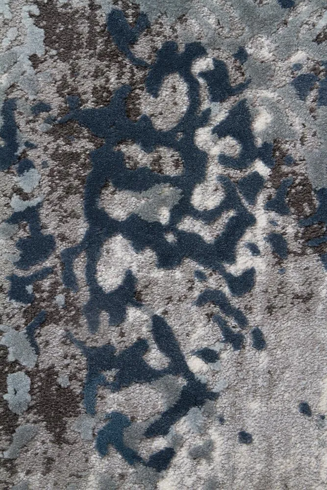 Kendra Casper Distressed Modern Rug Blue Grey White