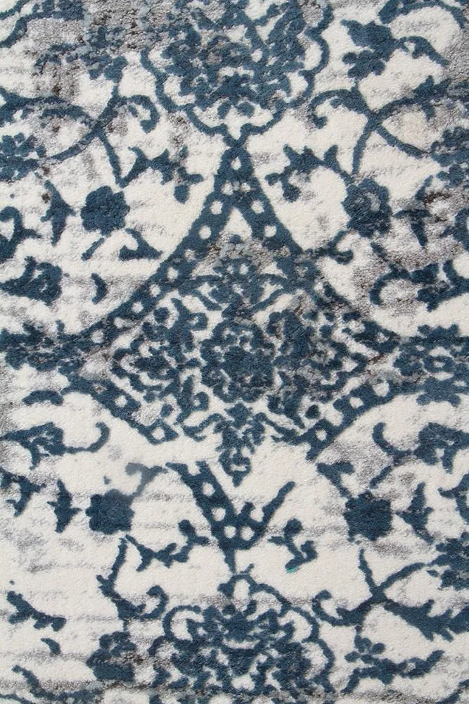 Kendra Yasmin Distressed Transitional Rug White Blue Grey