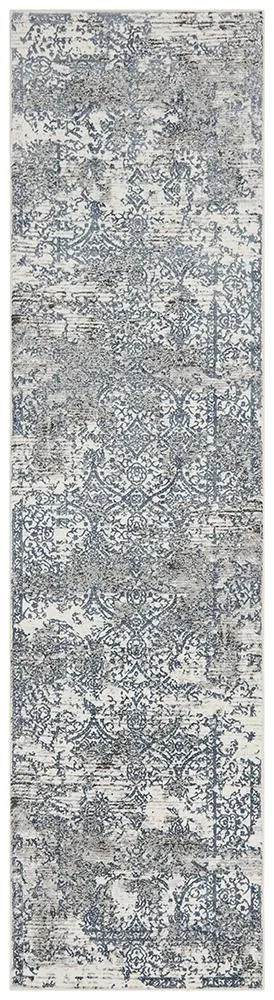 Kendra Yasmin Distressed Transitional Rug White Blue Grey