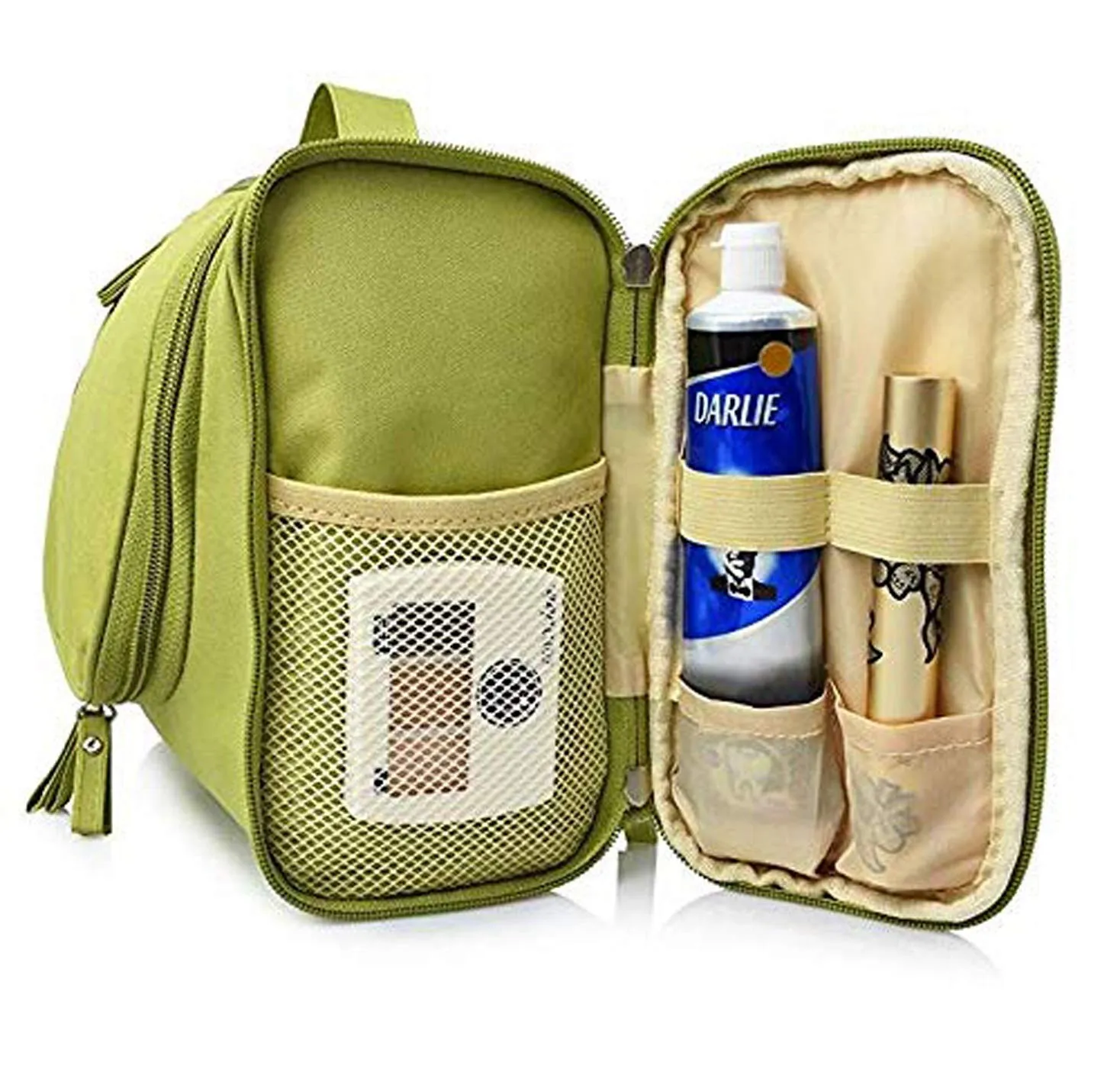 Kuber Industries Canvas Toiletry Kit Bag for Women and Men for Travel, Shaving kit Bag for Men, Travel Pouches for Women for Cosmetics and Makeup (Green) -CTKTC038999