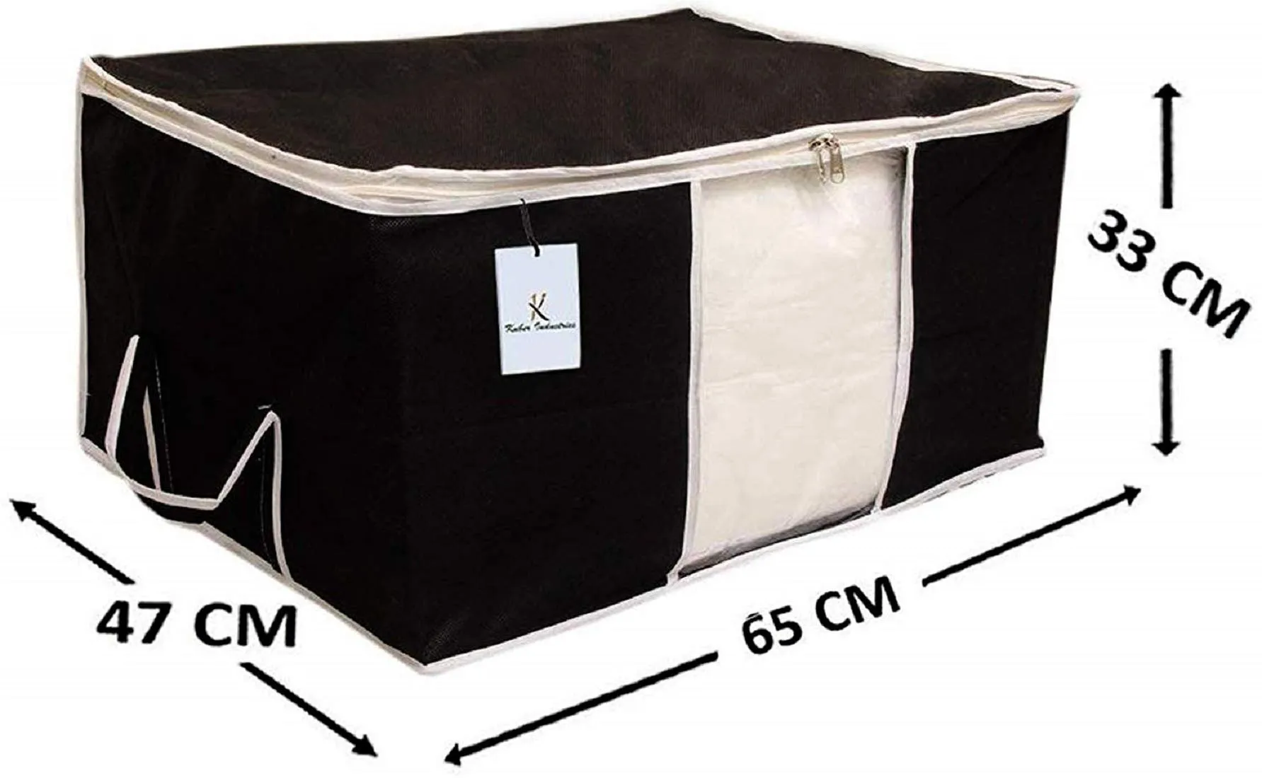 Kuber Industries Non Woven 6 Pieces Saree Cover and 6 Pieces Underbed Storage Bag, Cloth Organizer for Storage, Blanket Cover Combo Set (Black) - CTKTC038474