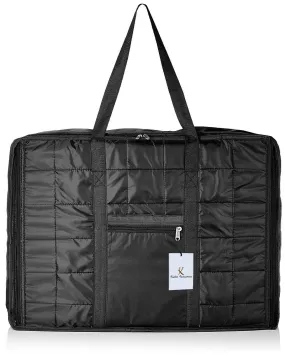 Kuber Industries Parachute Big Underbed Moisture Proof Rectangular Storage Bag with Zipper Closure and Handle (Black)