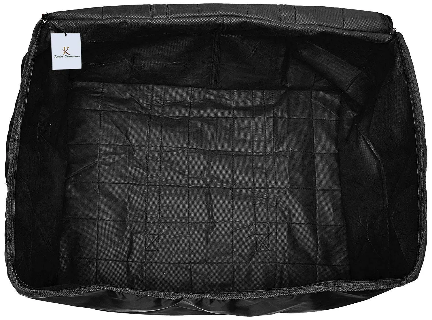 Kuber Industries Parachute Big Underbed Moisture Proof Rectangular Storage Bag with Zipper Closure and Handle (Black)