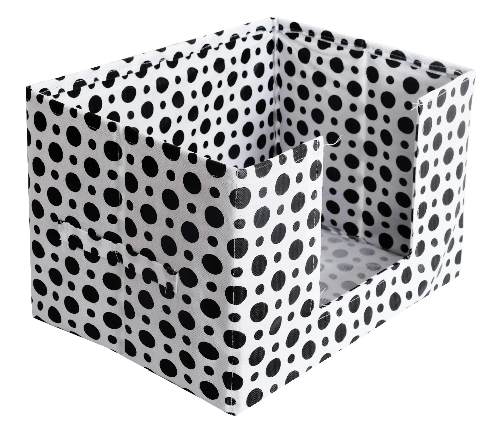 Kuber Industries Polka Dots Print Non-Woven 6 Pieces Shirt Stacker Closet Organizer - Shirts and Clothing Organizer with Handle (Black & White) (KUBMART010452)