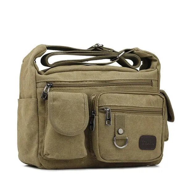 Large Capacity Men Casual Canvas Shoulder Messenger Bag Travel Crossbody