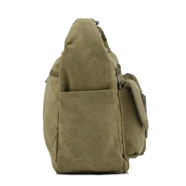 Large Capacity Men Casual Canvas Shoulder Messenger Bag Travel Crossbody