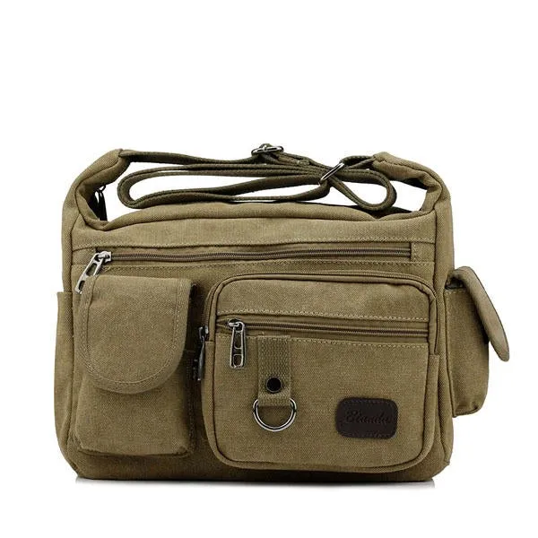 Large Capacity Men Casual Canvas Shoulder Messenger Bag Travel Crossbody