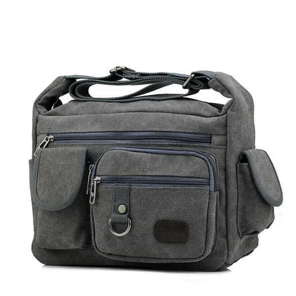 Large Capacity Men Casual Canvas Shoulder Messenger Bag Travel Crossbody