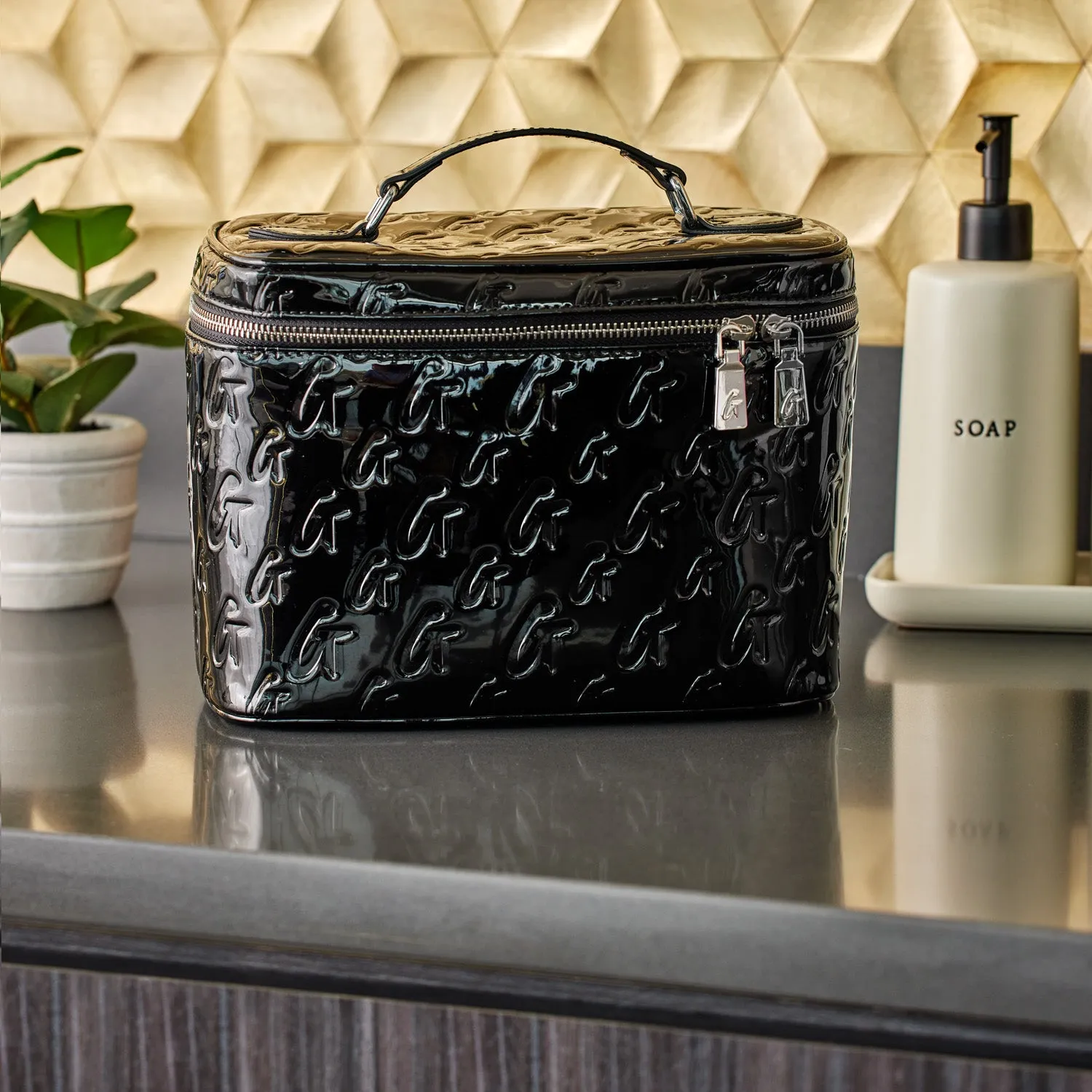 LARGE MONOGRAM TOILETRY BAG - MIRROR BLACK