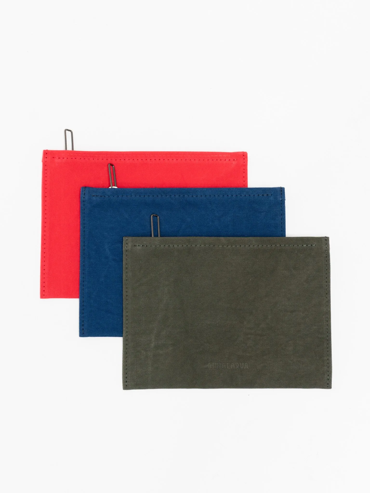 Large Washed Canvas Pouch - Blue, Olive, Red