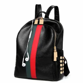 Leather Casual Two Tone Mini Backpack - School Travel Backpack