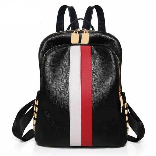 Leather Casual Two Tone Mini Backpack - School Travel Backpack