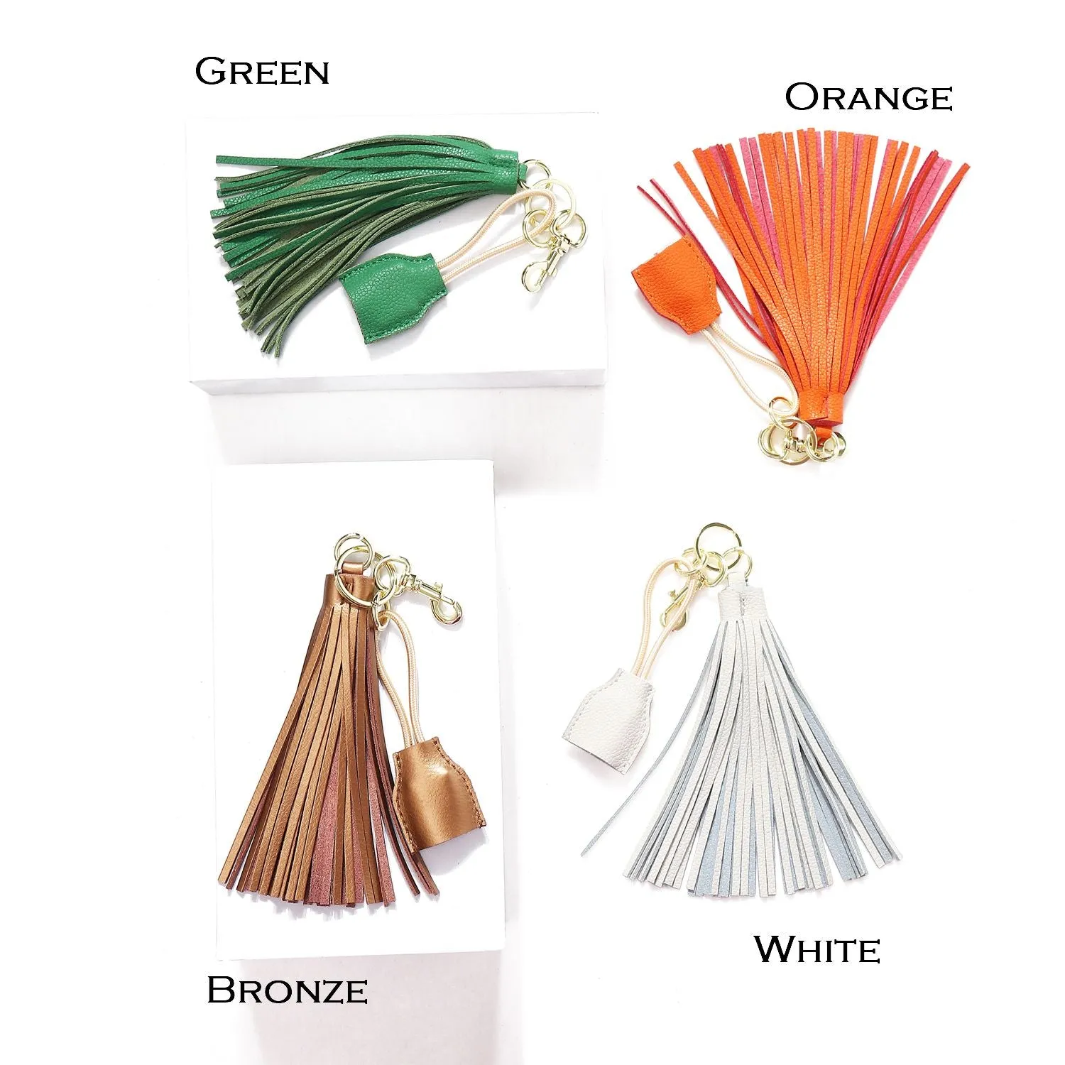 Leather Tassel Keychain with USB charging cable