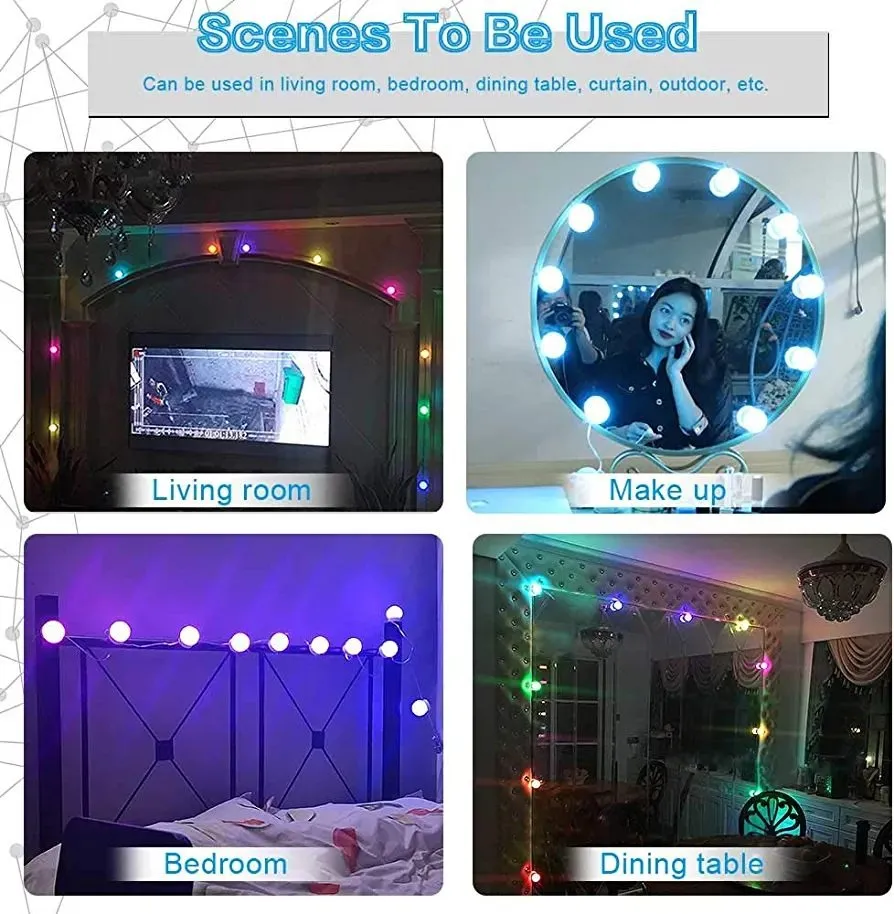 LED Mirror Light Bulb Set USB Powered Makeup Mirrors