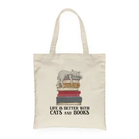 Life Is Better With Cats And Books Book Lovers Gift TBW71