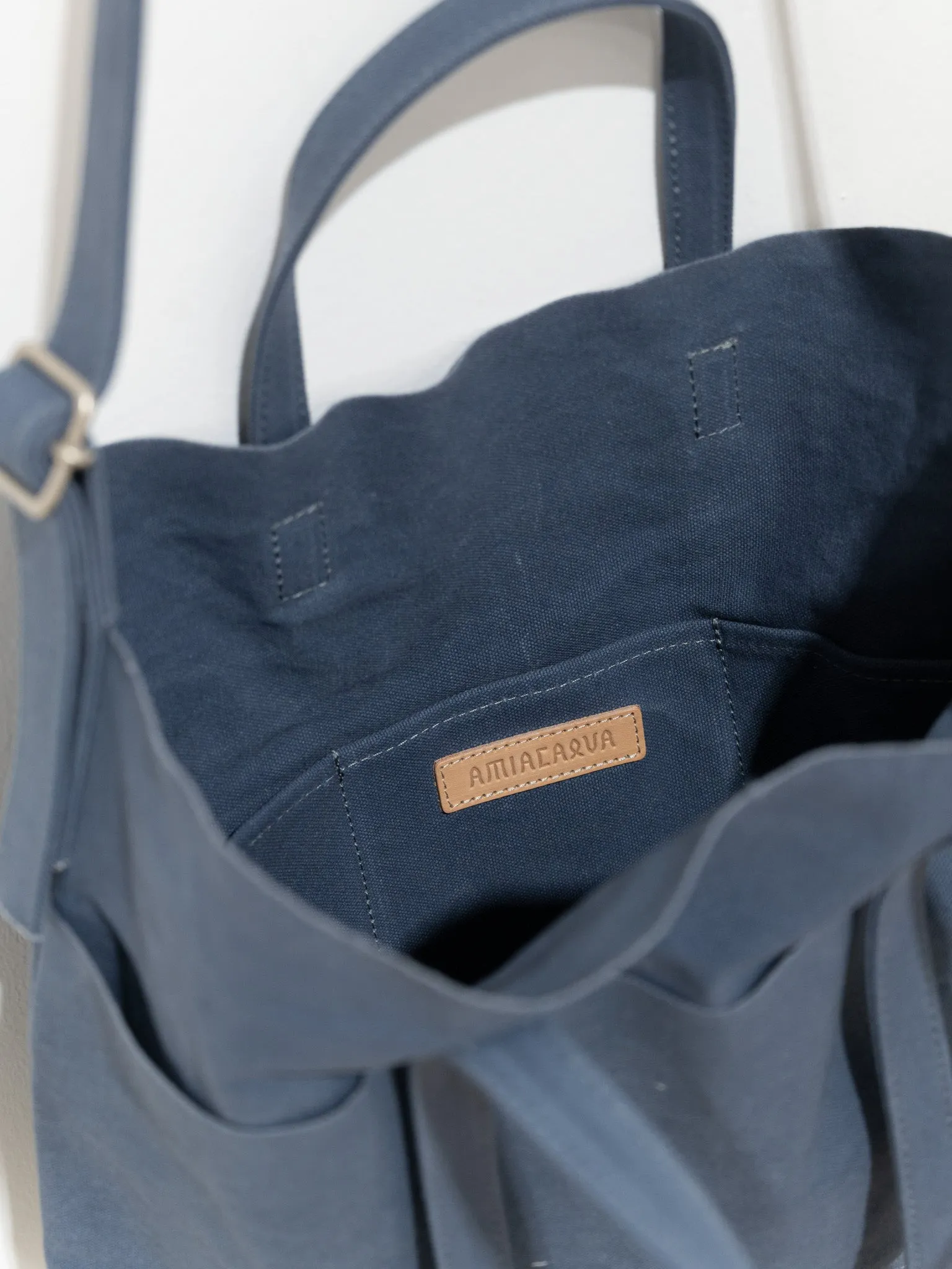 Light Canvas 2-Way Tote Medium - Blue Gray