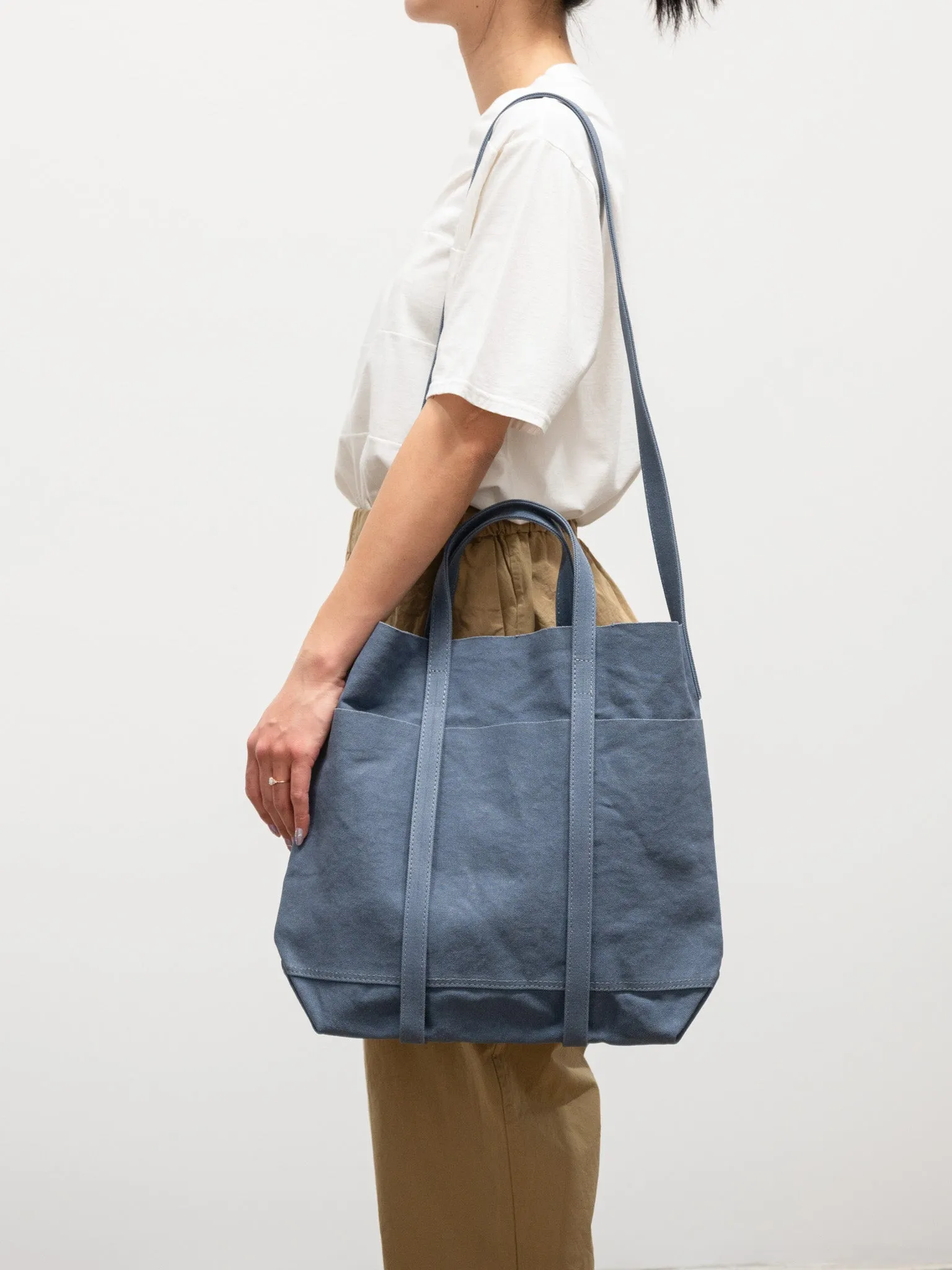 Light Canvas 2-Way Tote Medium - Blue Gray