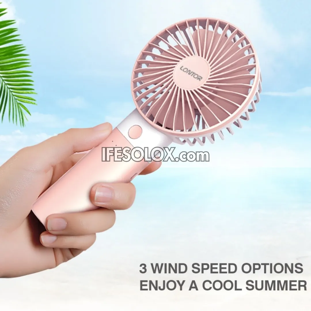 LONTOR 4" Rechargeable Portable Hand Fan with 4-Blades (CTL-MF008-4) - Brand New