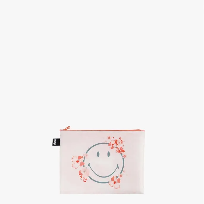 LOQI Bag: Smiley Blossom & Geometric Zip Pocket Set