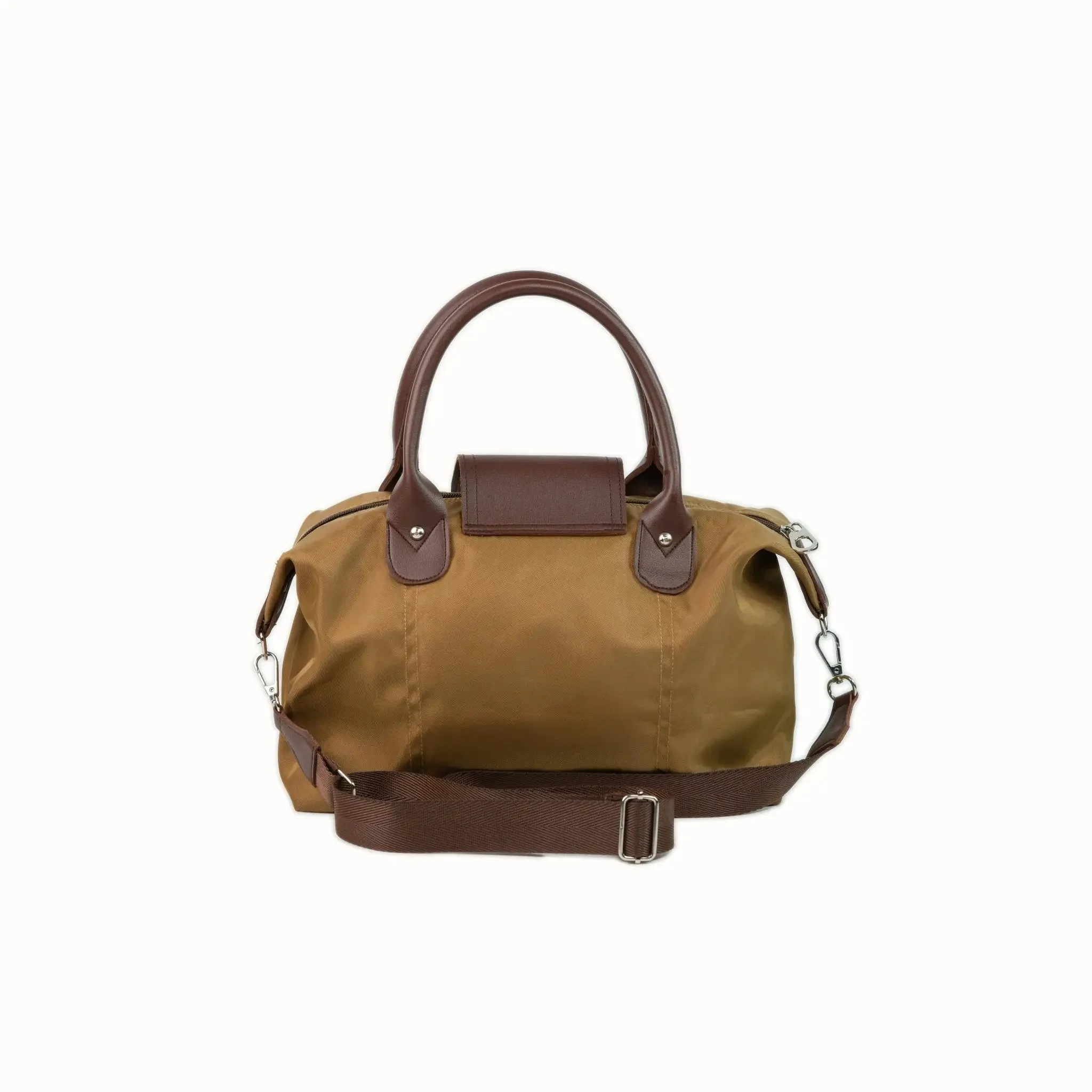 MARTHA Nylon Canvas Tote Bag in Coffee Brown