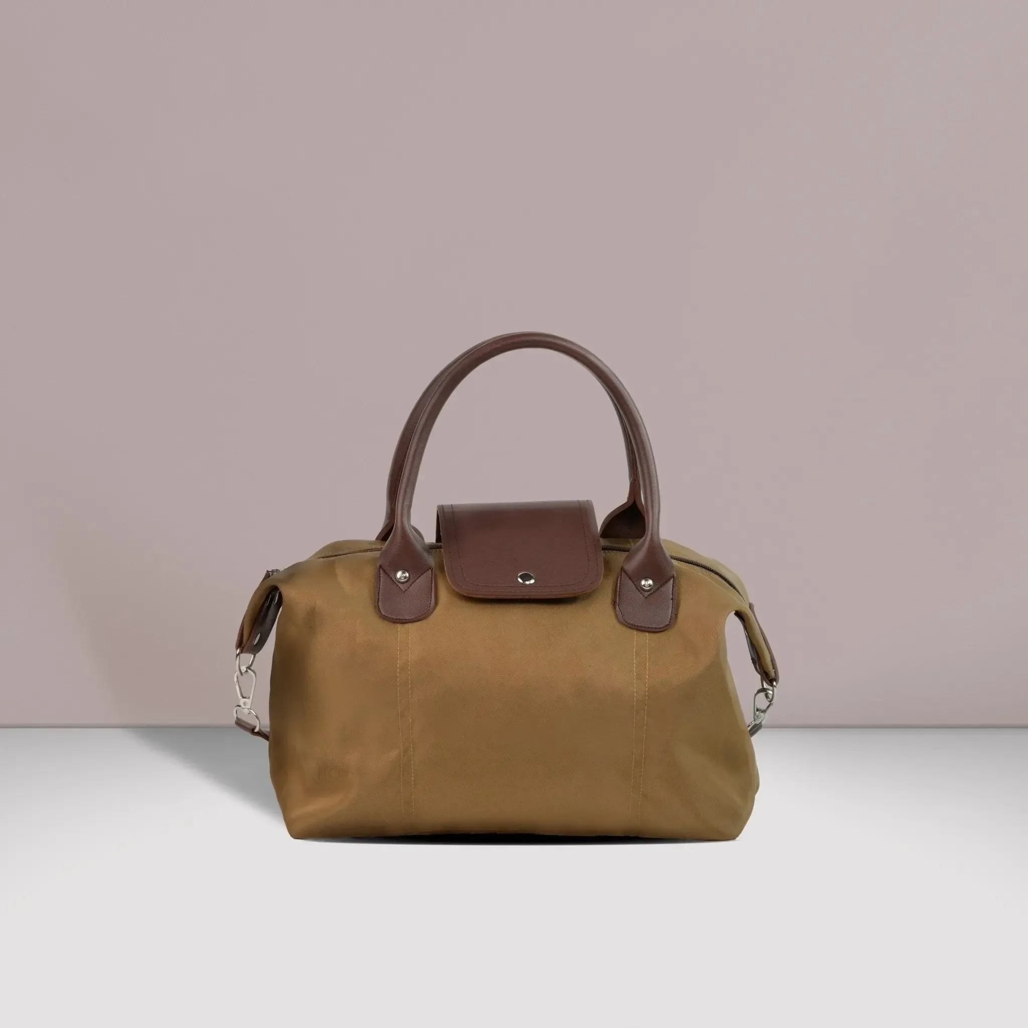 MARTHA Nylon Canvas Tote Bag in Coffee Brown