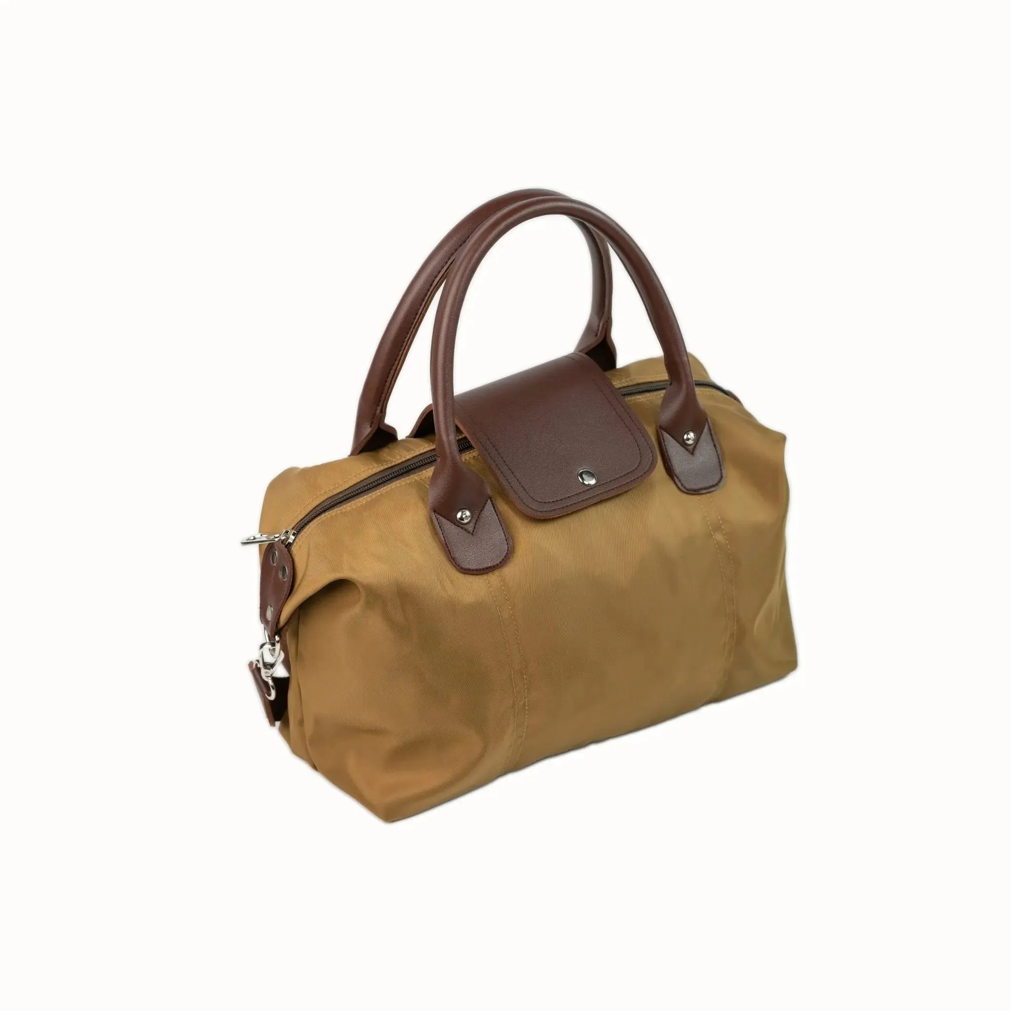 MARTHA Nylon Canvas Tote Bag in Coffee Brown