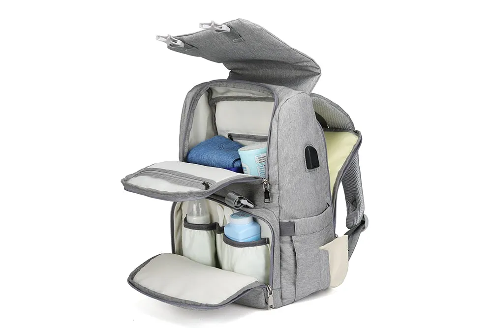 Maternity - Baby Diaper Organizer Backpack with Diaper Mat and USB Charging Port