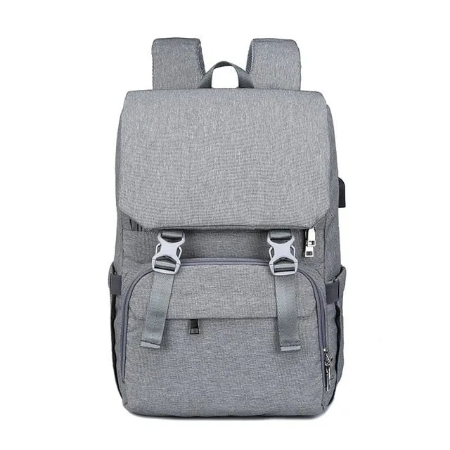 Maternity - Baby Diaper Organizer Backpack with Diaper Mat and USB Charging Port