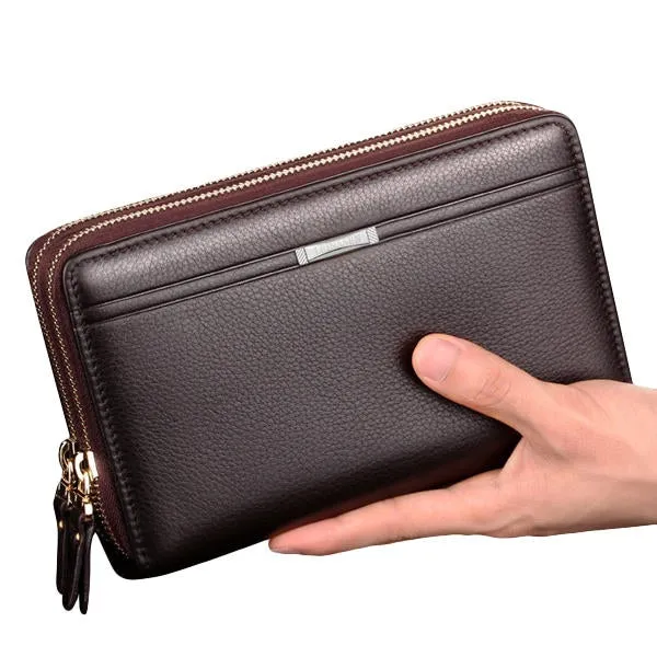 Men Clutch Wallet Waterproof Business Long Zipper Phone Holder