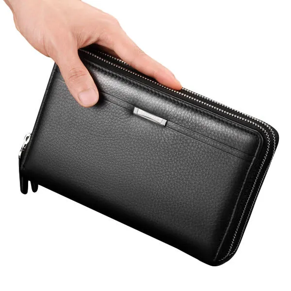 Men Clutch Wallet Waterproof Business Long Zipper Phone Holder