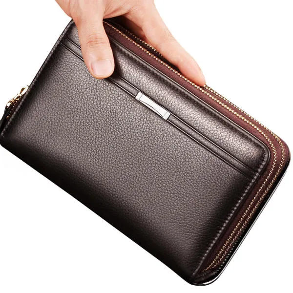 Men Clutch Wallet Waterproof Business Long Zipper Phone Holder