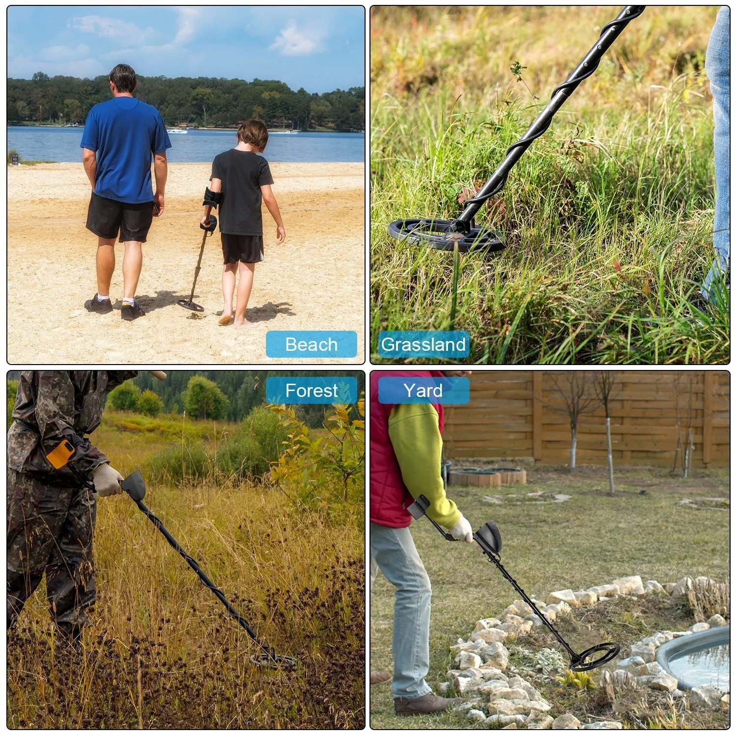 Metal Detector Kit for Kids and Adults with Waterproof Search Coil Backlight LCD High Accuracy Adjustable Sensitivity Height DISC Notch Mode Full Accessories Treasure Hunt Easy Operation