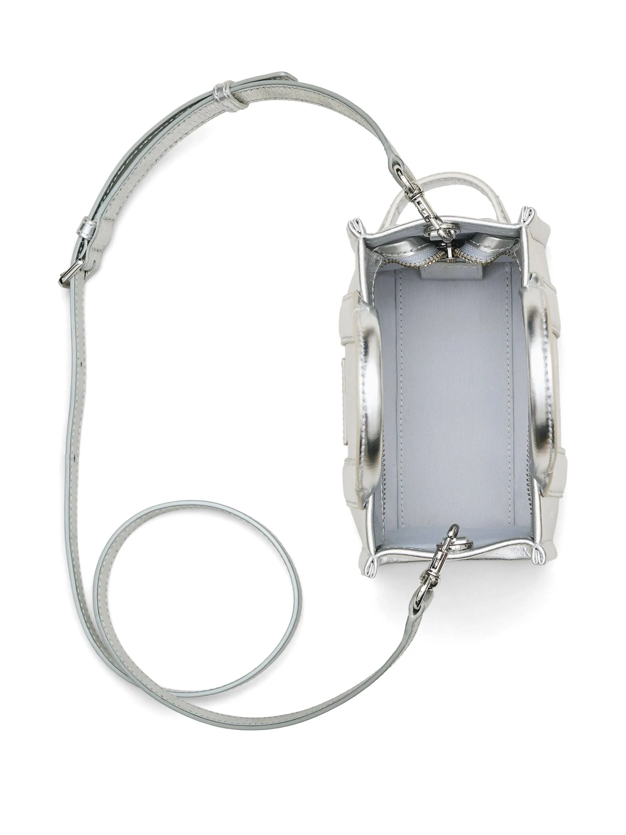 Metallic Silver Crossbody Tote Bag