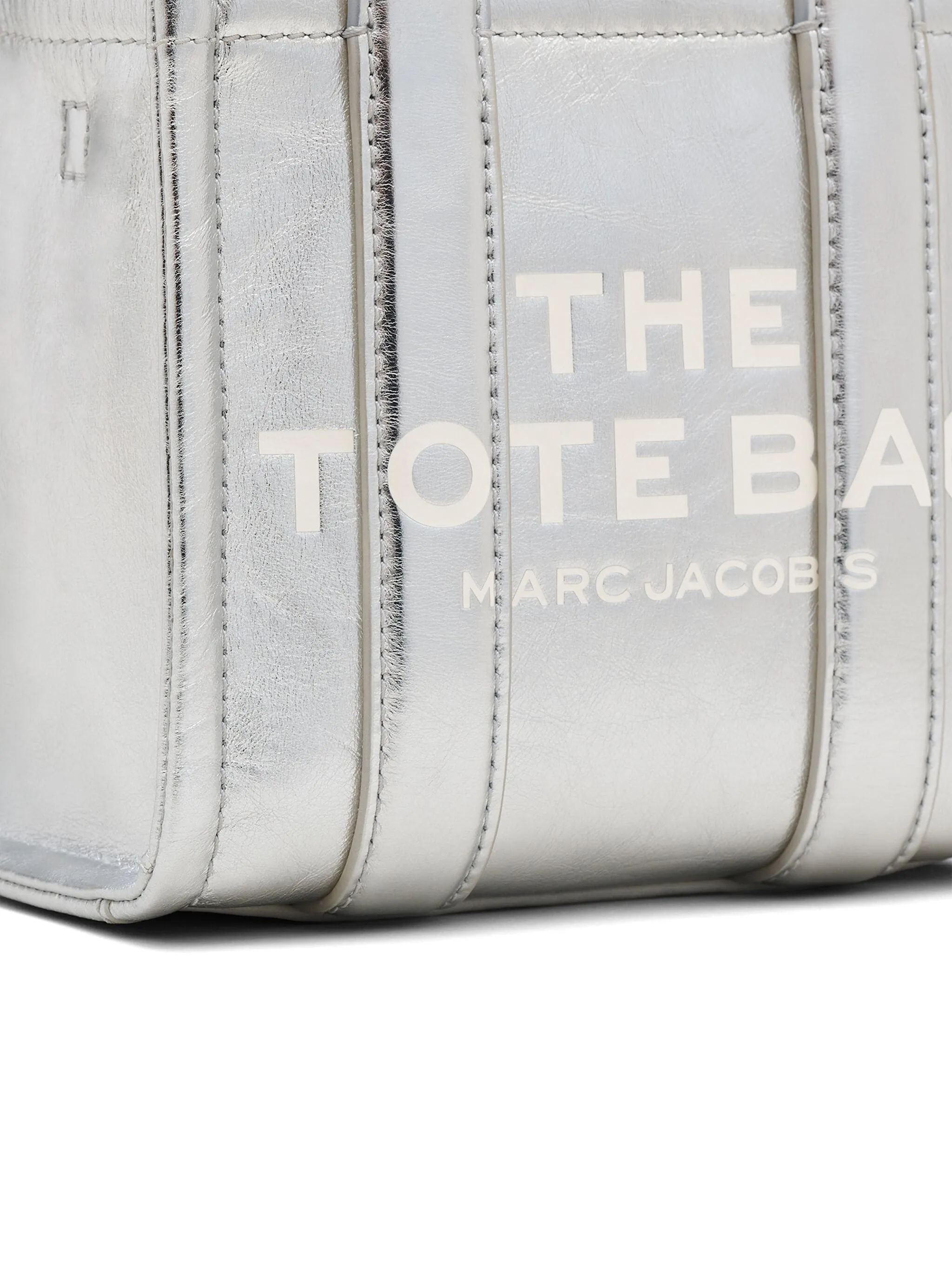 Metallic Silver Crossbody Tote Bag