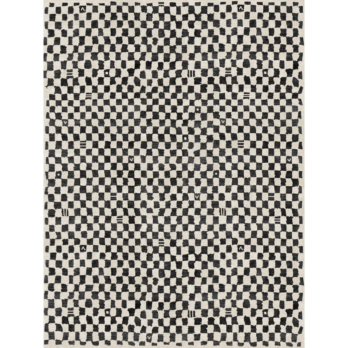 Metro Checkered Black & White Rug