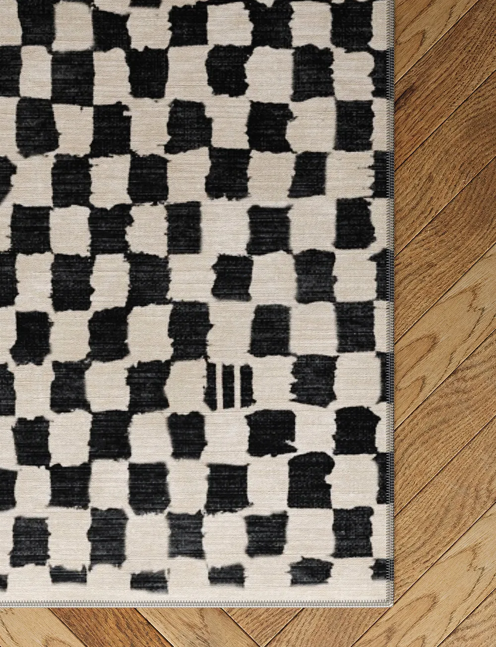 Metro Checkered Black & White Rug