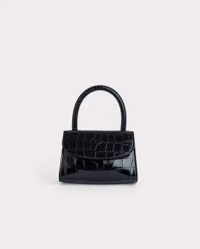 Mini Croco Embossed Handbag in Black | Black