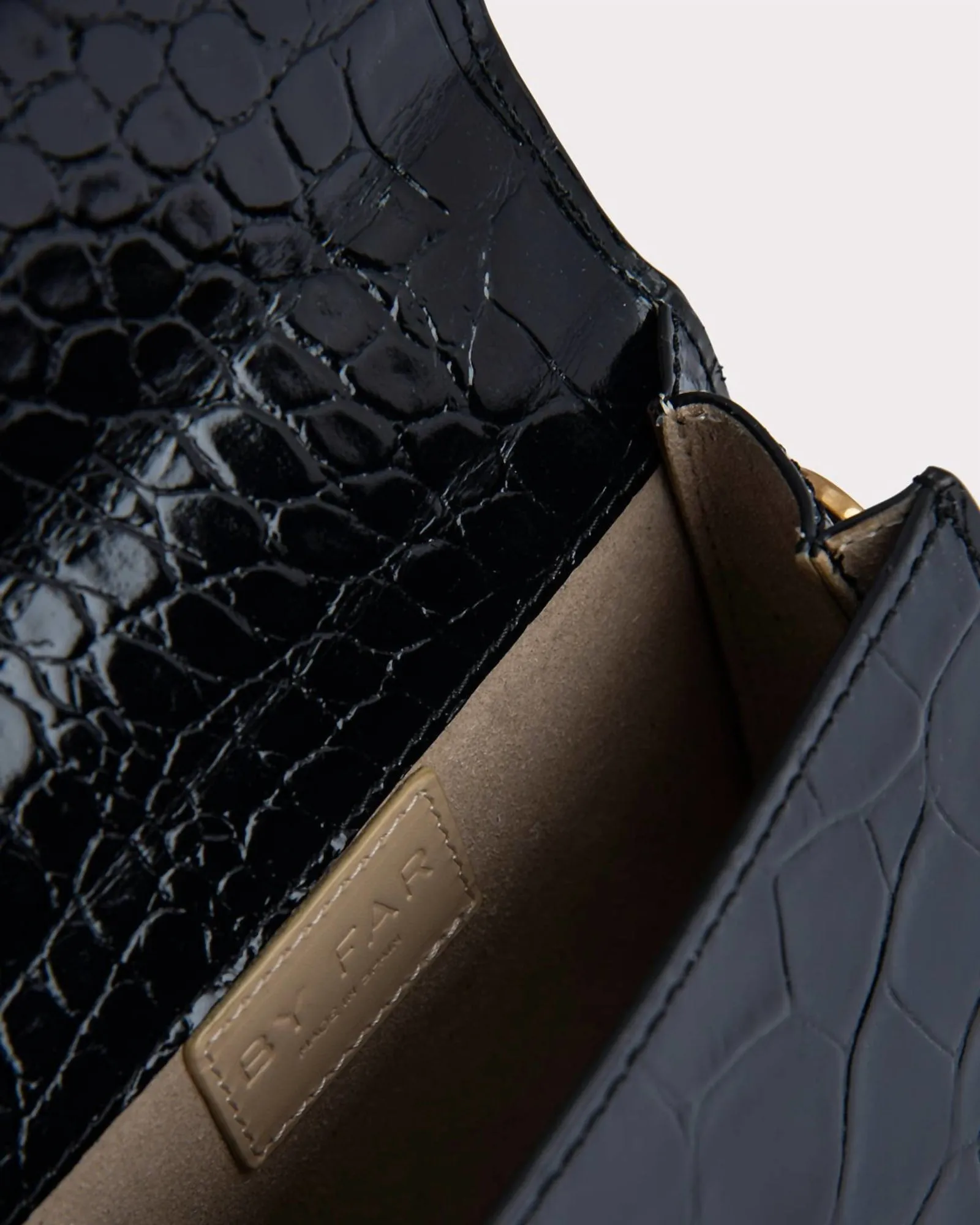 Mini Croco Embossed Handbag in Black | Black