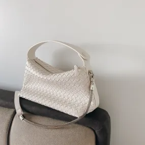 Mini Leather Woven Hobo Handle Bag