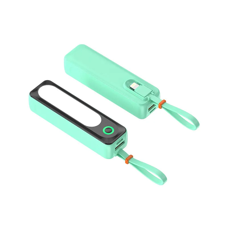 Mini Power Bank Portable 10000mAh Charger Self-contained Line Fast Charging External Battery With Light