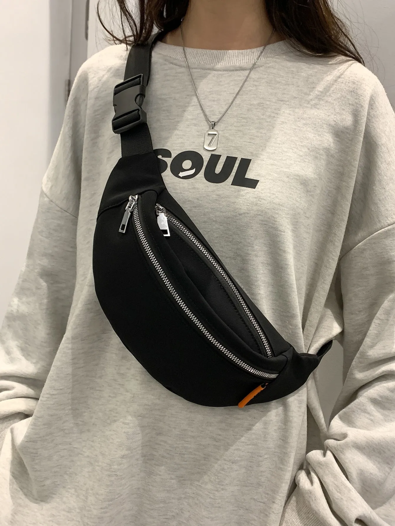 Minimalist Double Zipper Fanny Pack